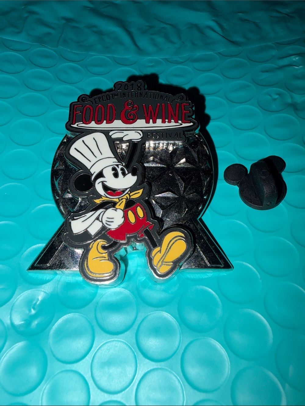 Disney 2018 Food & Wine Festival Mickey Chef Pin - Red, Yellow, Black